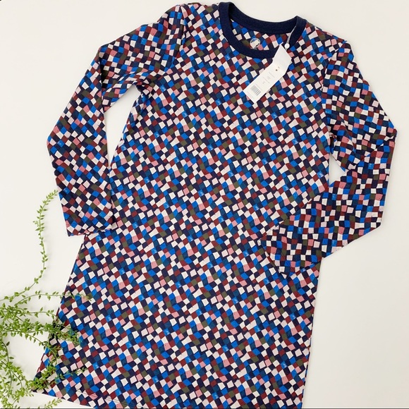 Tory Burch Maggie Shift Dress in Navy Prism Print - Picture 1 of 7